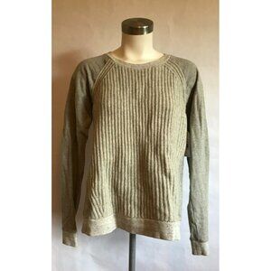 J. Crew Gray Sweater Sweatshirt W/ 100% Wool Cable Knit Front Panel, Size Small